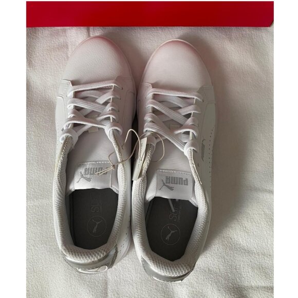 Puma Smash Women's Performance Sneakers - White & Silver -- New with Box - Picture 5 of 6